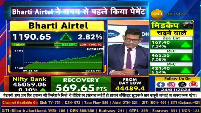 Airtel ने 2015 स्पेक्ट्रम के लिए ₹8325 करोड़ का किया भुगतान ,ये ₹29130 करोड़ अधिग्रहण का हिस्सा है