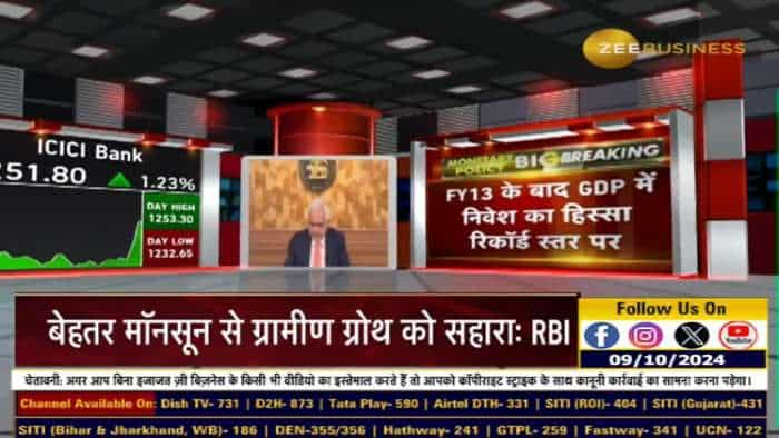 RBI Policy : FY25 में GDF 7.2% रहने का अनुमान