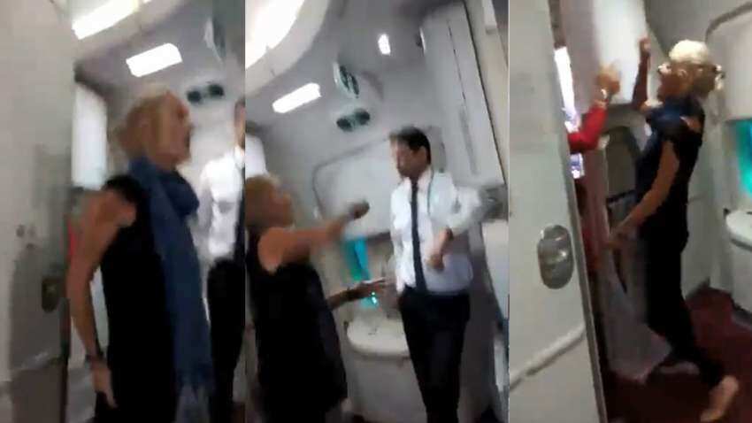 नशे में धुत विदेशी महिला ने Air India के स्टाफ के साथ की ये हरकत, Video हुआ वायरल