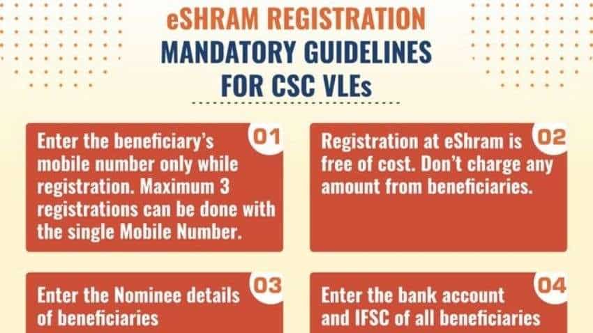 e-Shram Registration: ई-श्रम पर फ्री में करें रजिस्ट्रेशन, जानिए विलेज लेवल एंटरप्रेन्योर (VLEs) के लिए क्या हैं जरूरी गाइडलाइंस           
