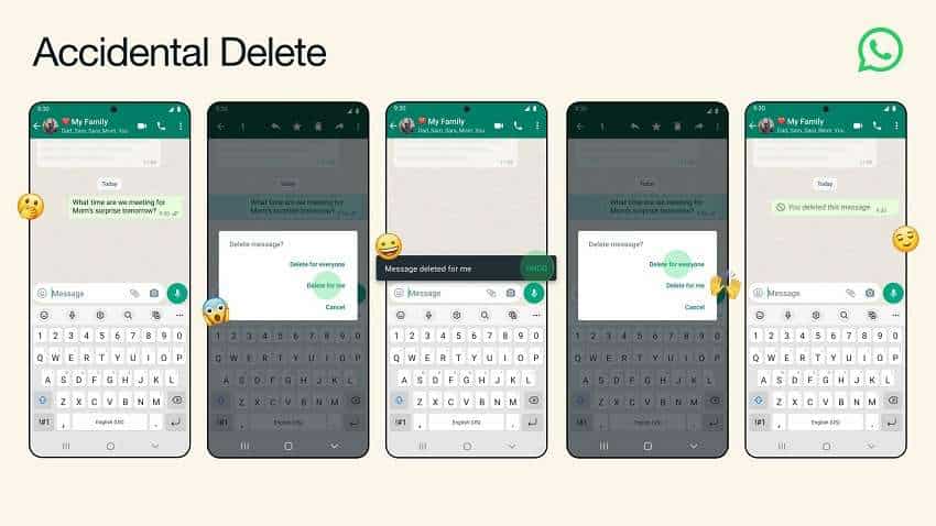 WhatsApp New Feature: वॉट्सऐप ने लॉन्च किया सुपर फीचर, गलती से किया 'डिलीट फॉर मी', Undo के लिए मिलेंगे 5 सेकंड