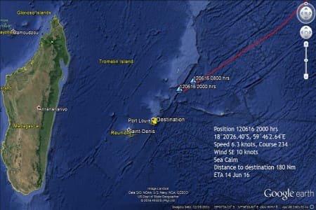 This was the first open-ocean voyage of the Navy’s all-women crew. View of the journey of the Mhadei, an image from Google earth. Indian Navy Website