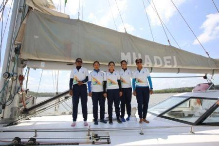 Indian Navy’s first all-women crew sails into Port Louis, Mauritius