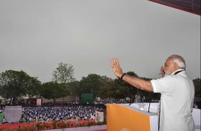 Addressing the crowd gathered in Chandigarh, PM Modi urged people to take up Yoga as a way of life. Twitter