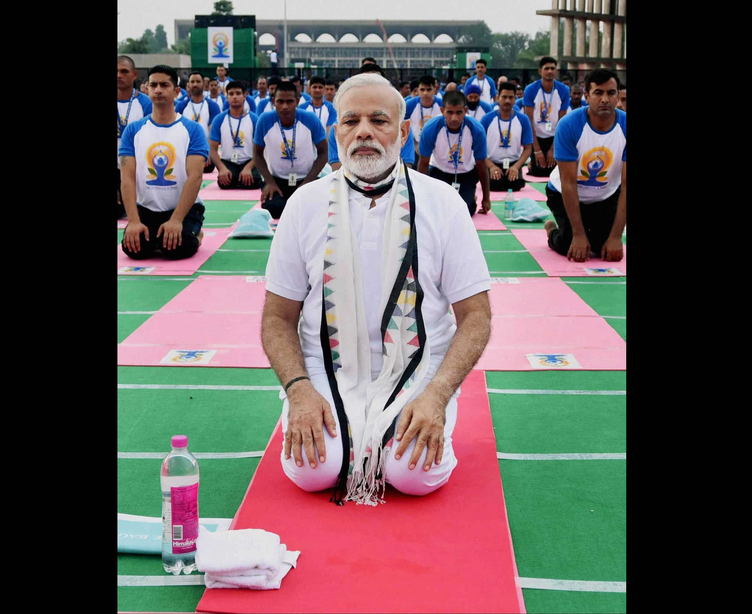 Chandigarh: Prime Minister Narendra Modi takes part in a mass yoga event on the 2nd International Day of Yoga at Capitol Complex. PTI