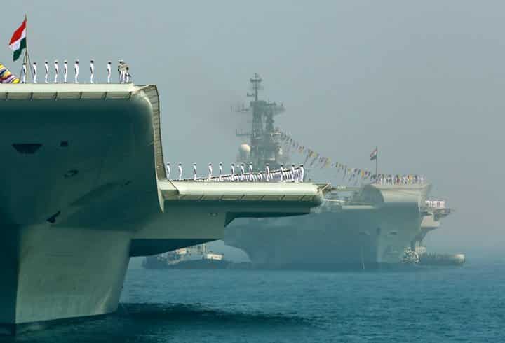 Photo of the Viraat at the International Fleet Review. Twitter/MoD