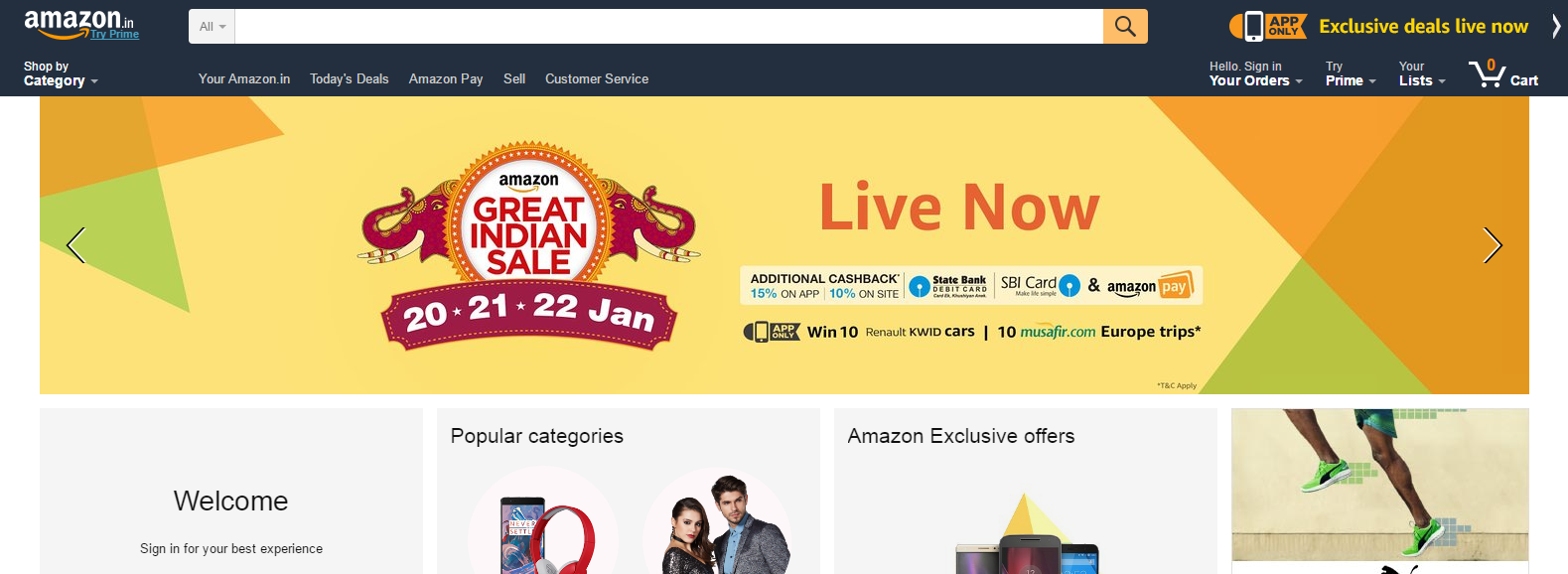 Here are top deals of Amazon's Great Indian