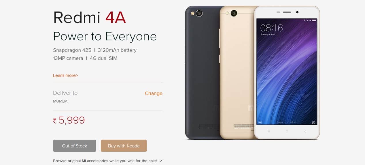 Xiaomi Redmi 4A flash sale goes out of stock within minutes 