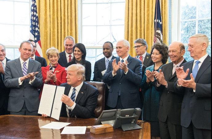 Rolling back the job-killing regulations that make harder for cos to grow & hire in America: Trump