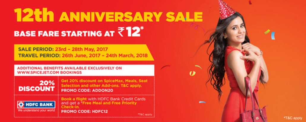 Spicejet 12th anniversary sale: Airfares starting at Rs 12!