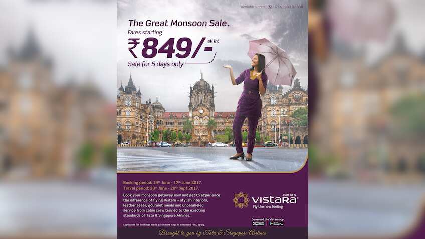 After IndiGo now Vistara announces Great Monsoon Sale; fares starting at Rs 849