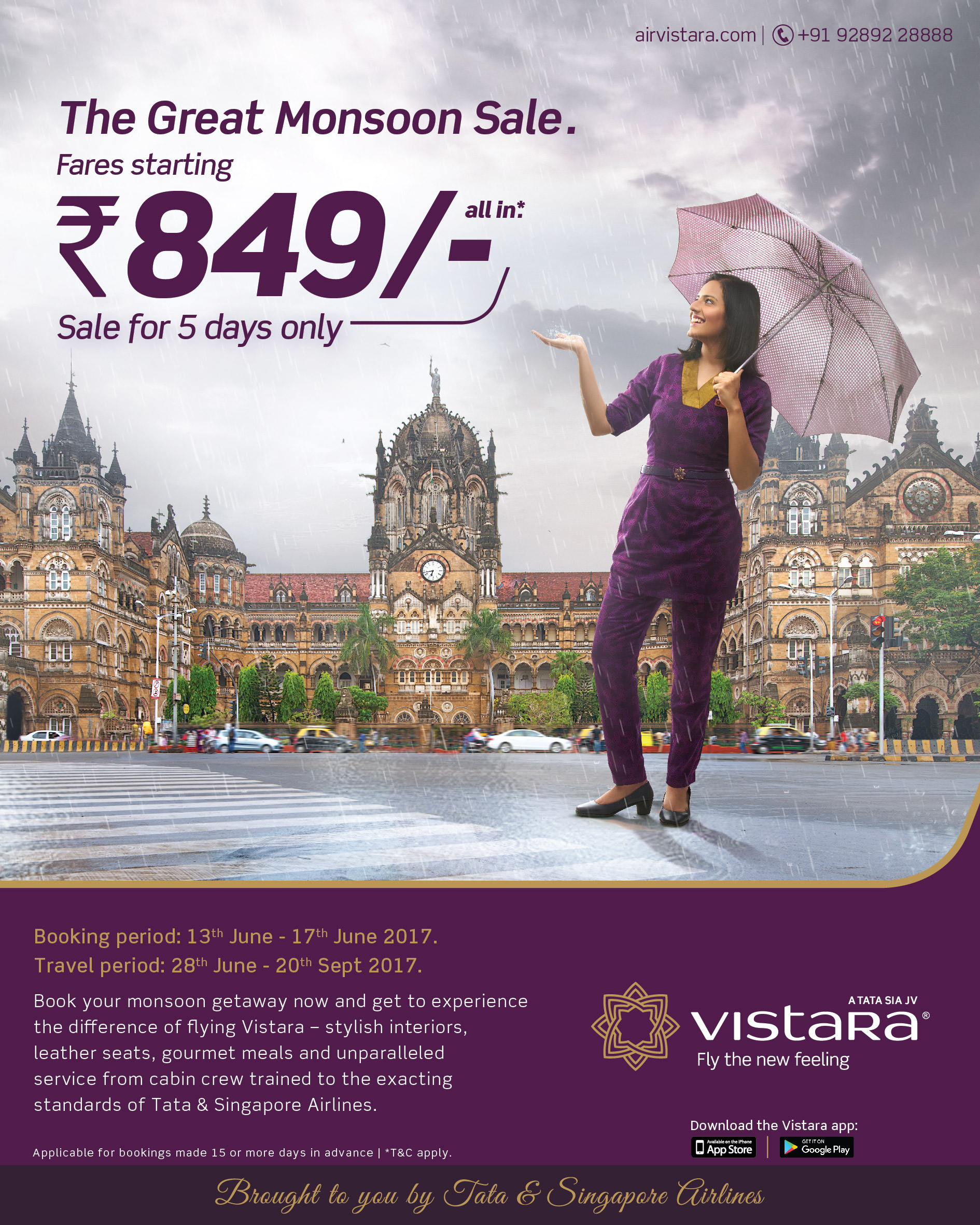 After IndiGo now Vistara announces Great Monsoon Sale; fares starting at Rs 849