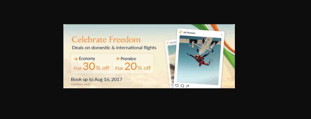 Jet Airways Independence Day sale; offers discounts on economy, business class fares