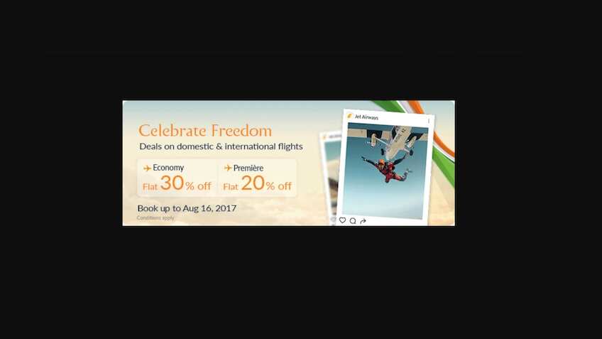 Jet Airways Independence Day sale; offers discounts on economy, business class fares
