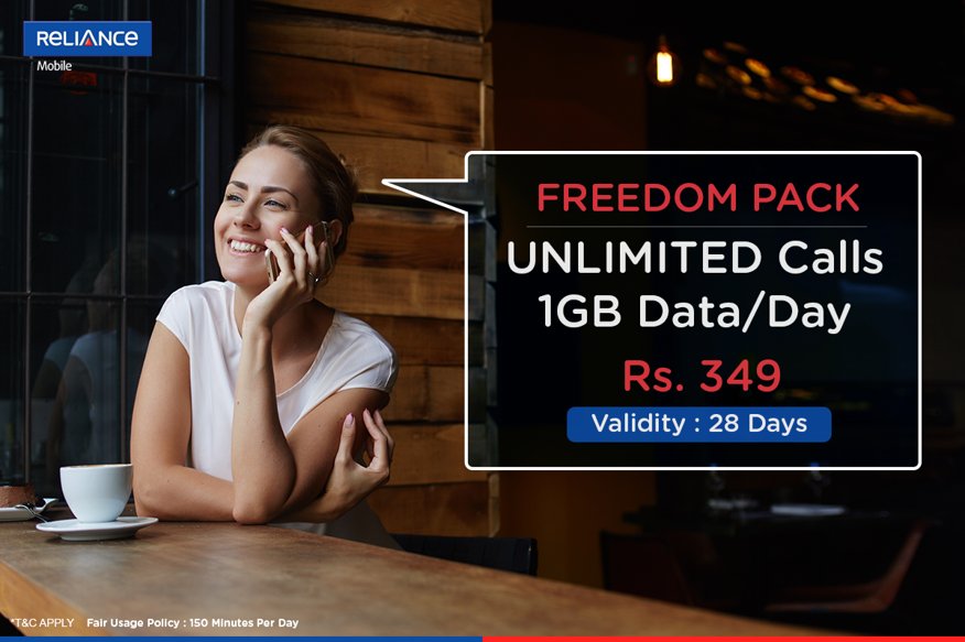Reliance Communications pushes for Freedom Pack; offers 1GB data per day for Rs 349