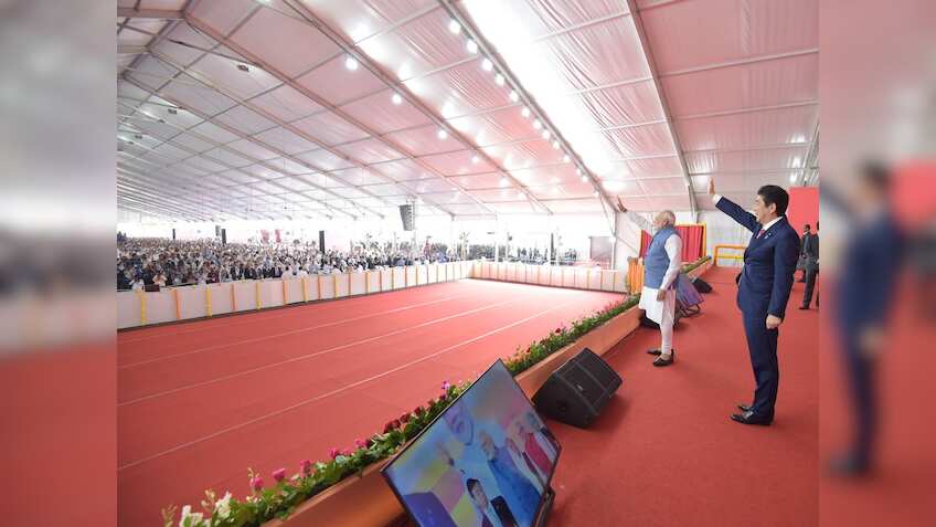 Modi-Abe lay foundation stone for bullet train; advance deadline by a year