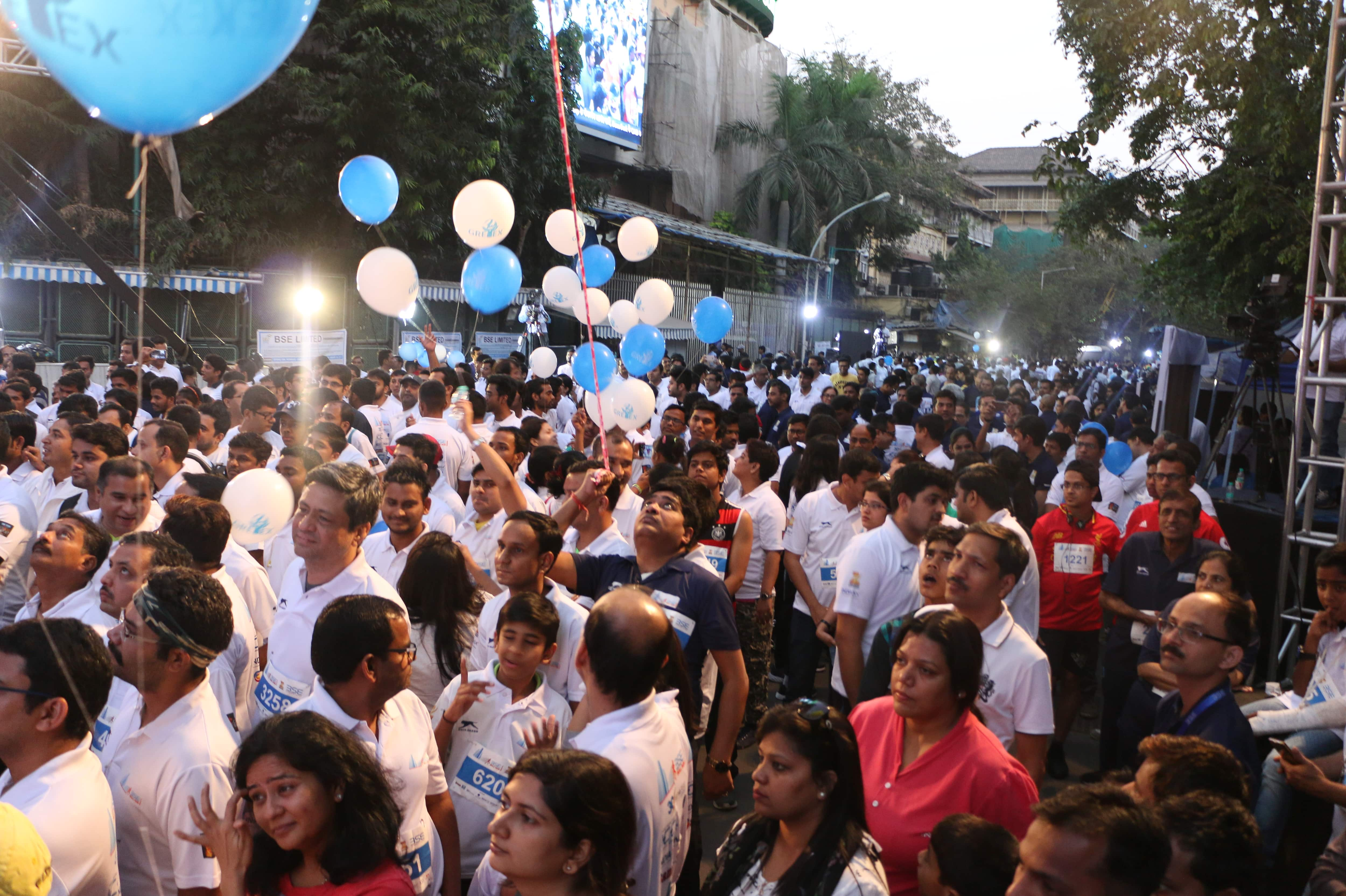 BSE Bull Run 2017: Participants waiting to be flagged off. 