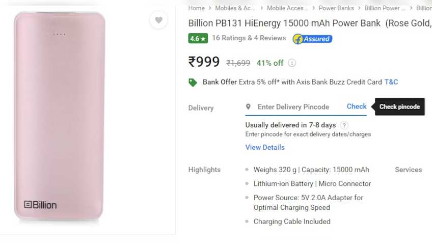 Billion launches power banks for Indian customers on Flipkart