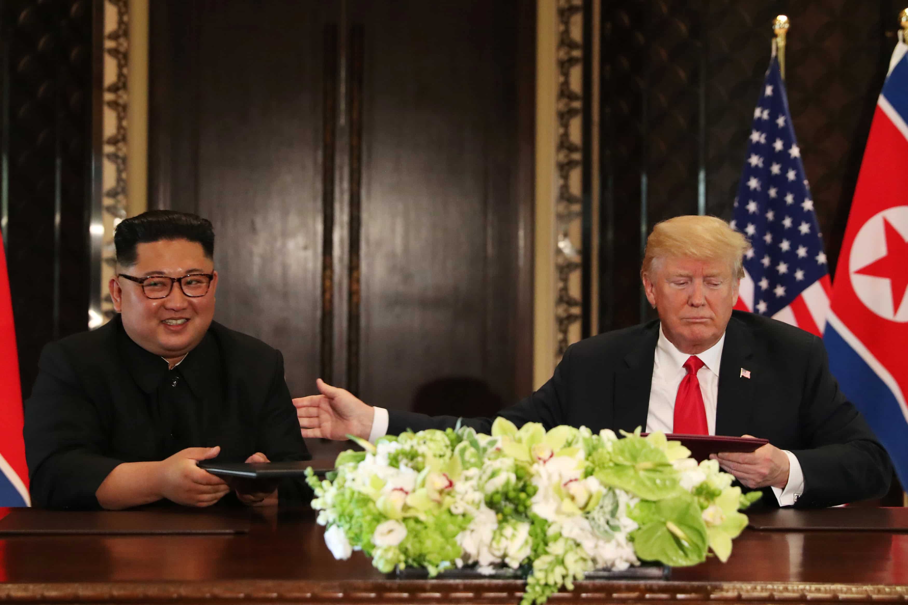 President Trump offers to end Korea war games after historic Kim summit