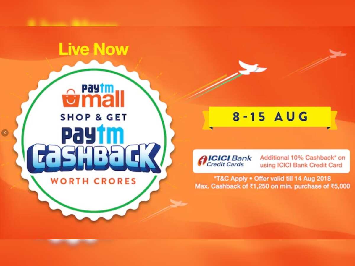 Paytm Mall Freedom Cashback sale: Rs 10,000 cashback,
