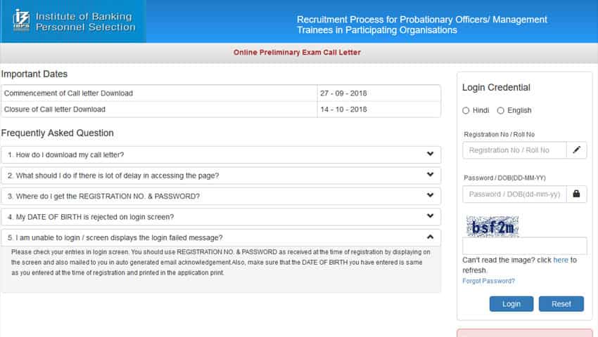IBPS PO Admit Card 2018 released at ibps.in; all details here