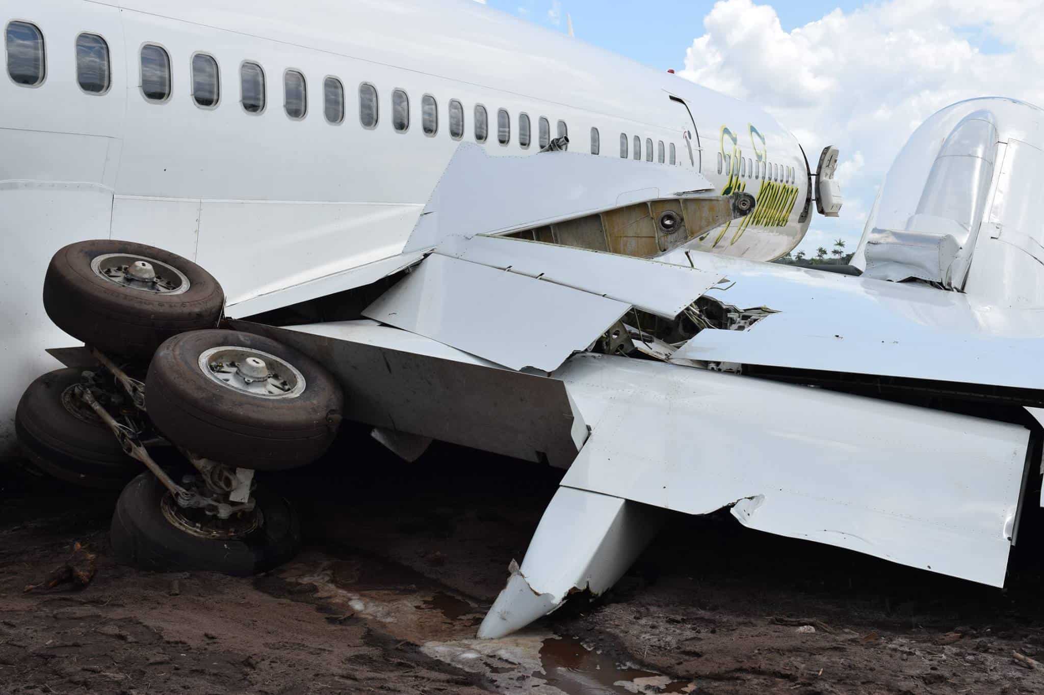 Fly Jamaica Aircraft Accident: Landing gear Upturned