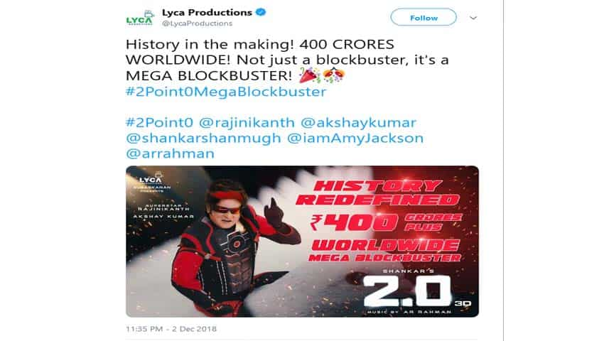 2.0 Box Office Collection: Historic Rs 400 Crore Record