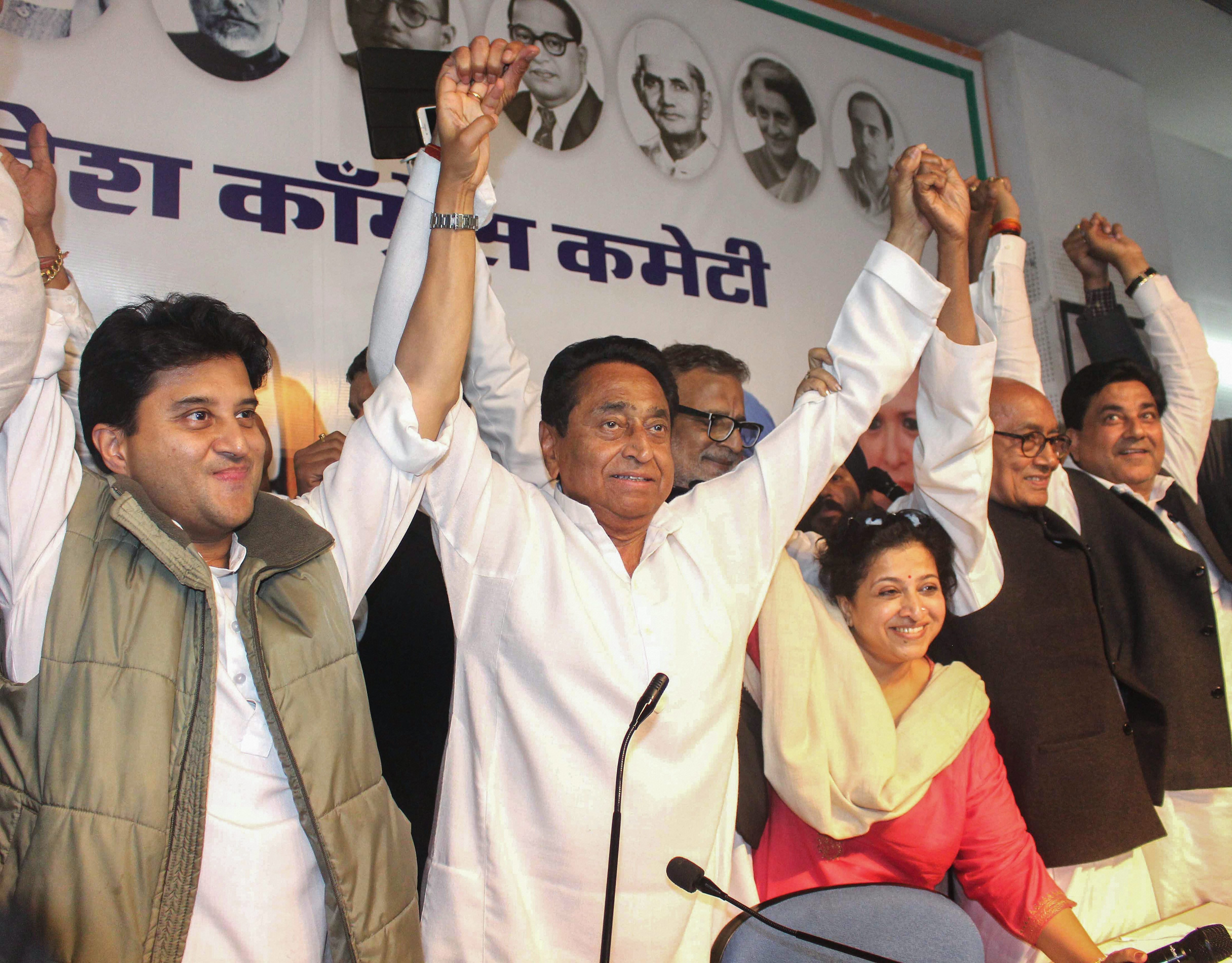 Congress largest party in Madhya Pradesh, Rajasthan, but off majority mark