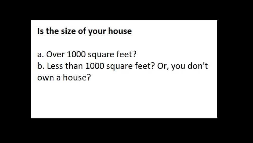 General Category Reservation Calculator: What is the size of your house?
