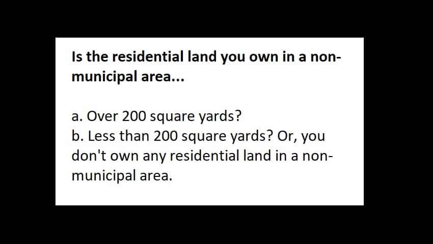 General Category Reservation Calculator: What is the size of residential land you own in a non-municipal area?