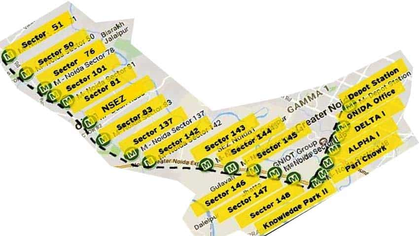 Noida-Greater Noida Aqua Line Metro Route Map