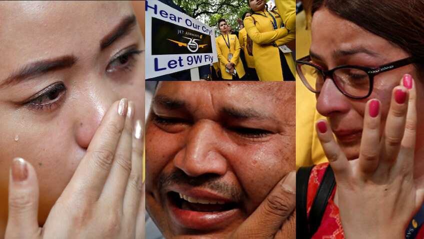 IN PICS: Jet Airways employees make silent appeal but couldn't control tears - Vehicles sold, ornaments of wives pledged, EMIs defaulted