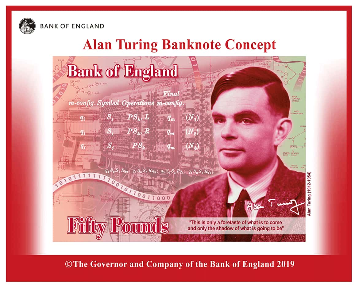 UK computer pioneer Alan Turing face of 50 pound note ...