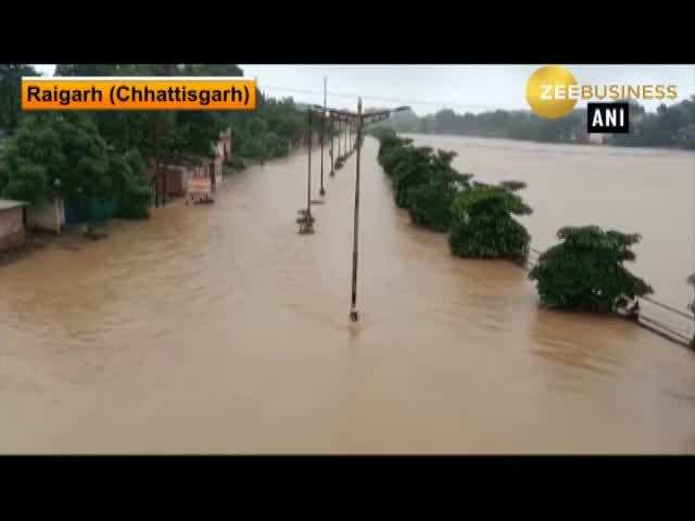 Kelo River overflows following heavy rainfall in Chhattisgarh’s Raigarh