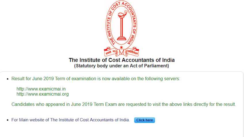 ICMAI Result June 2019 declared for CMA foundation, inter and final exams at icmai.in, examicmai.org: How to check