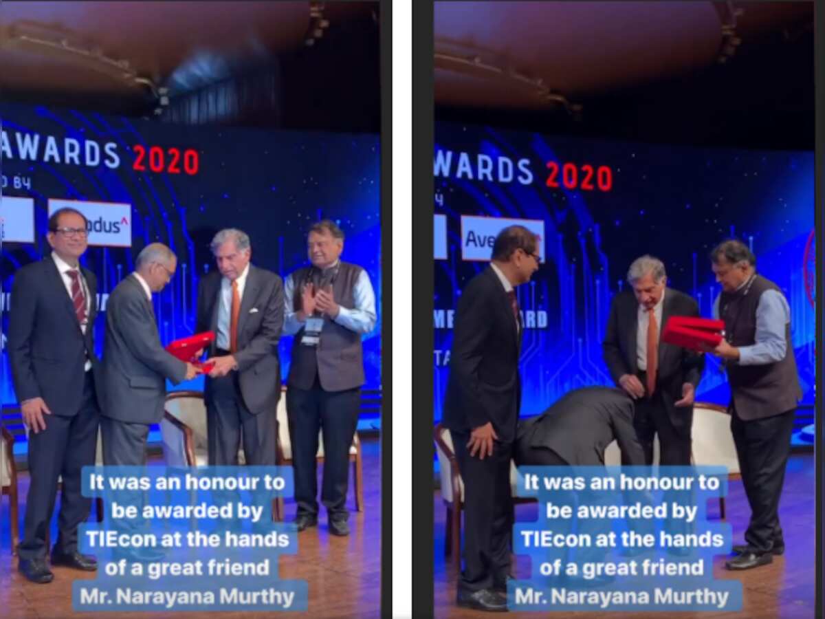 Captured! In heart-warming move, Narayana Murthy bows, touches