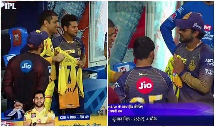 Once a legend, always a legend: MS Dhoni gifts number 7 jersey to Nitish  Rana, Kuldeep Yadav; clip goes viral | Zee Business