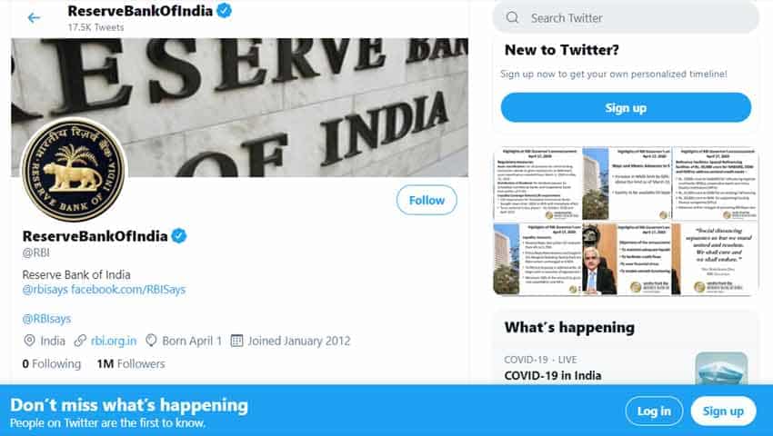 World No. 1! RBI Twitter handle is the most popular of them all – globally