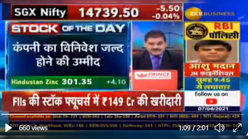 Stock of the day: Anil Singhvi picks Hindustan Zinc; here is the reason why