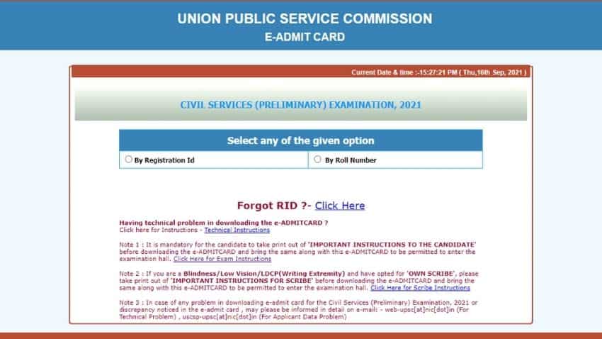 UPSC admit card 2021 prelims RELEASED at upsconline.nic.in; see step-by ...