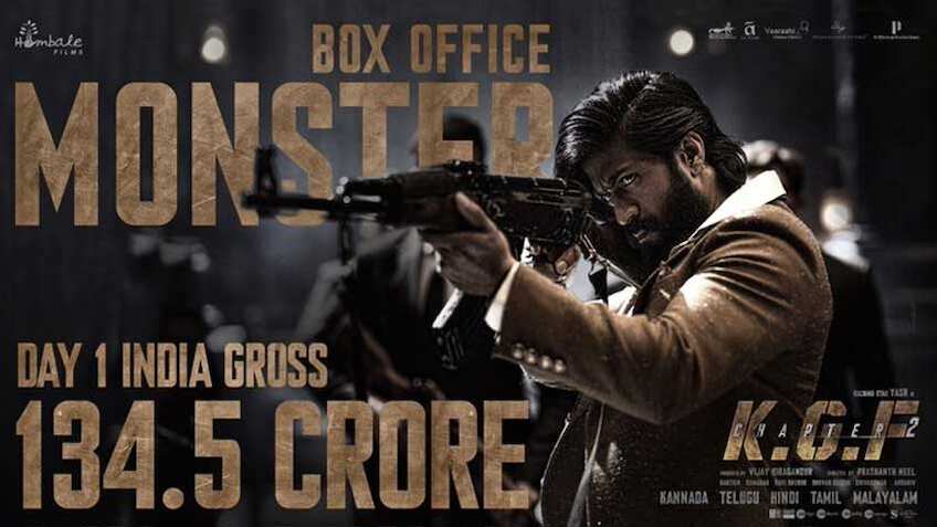Monster! KGF Chapter 2 box office collection smashes all records on day 1! Whopping Rs 134.5 cr already garnered