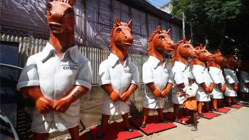 A knight wearing dhoti, shirt with folded hands is the 44th Chess Olympiad  mascot