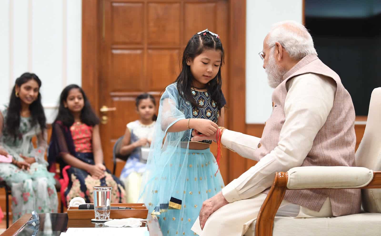 "A very special Raksha Bandhan with these youngsters," PM tweeted and posted pictures from the event