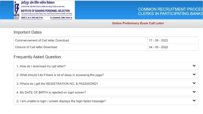 IBPS clerk admit card 2022 download link ibps.in - Step-by-step guide