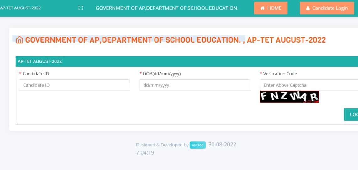 AP TET AUGUST 2022 Response sheet available at https//aptet.apcfss.in