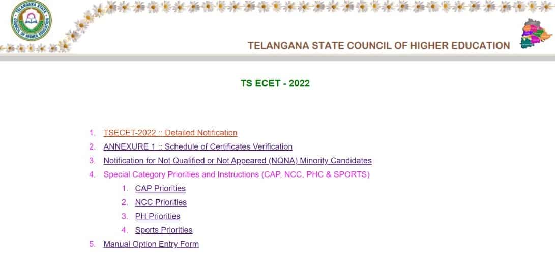 TS ECET Counselling dates 2022 released on tsecet.nic.in: Registration ...