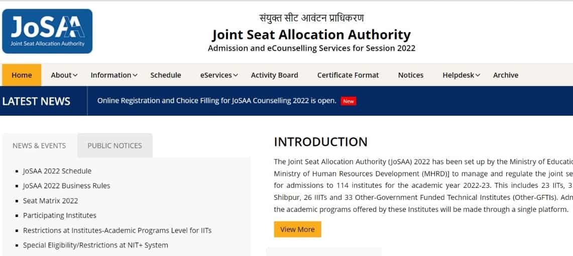 iit-jee-advance-jossa-counselling-2022-registration-begins-on-josaa