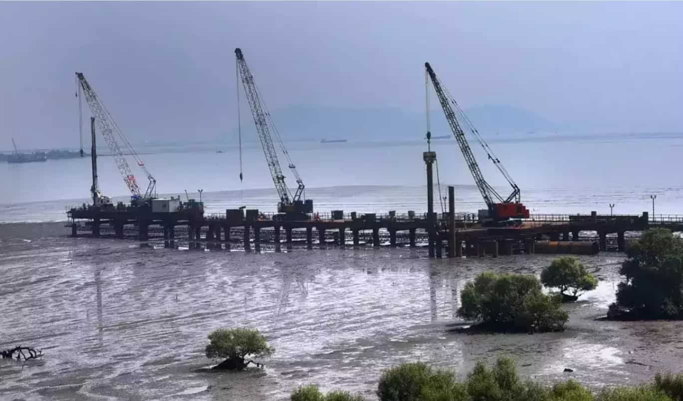 Mumbai: Trans Harbour Link Construction In Progress, Which Will Connect South Mumbai To Navi Mumbai
