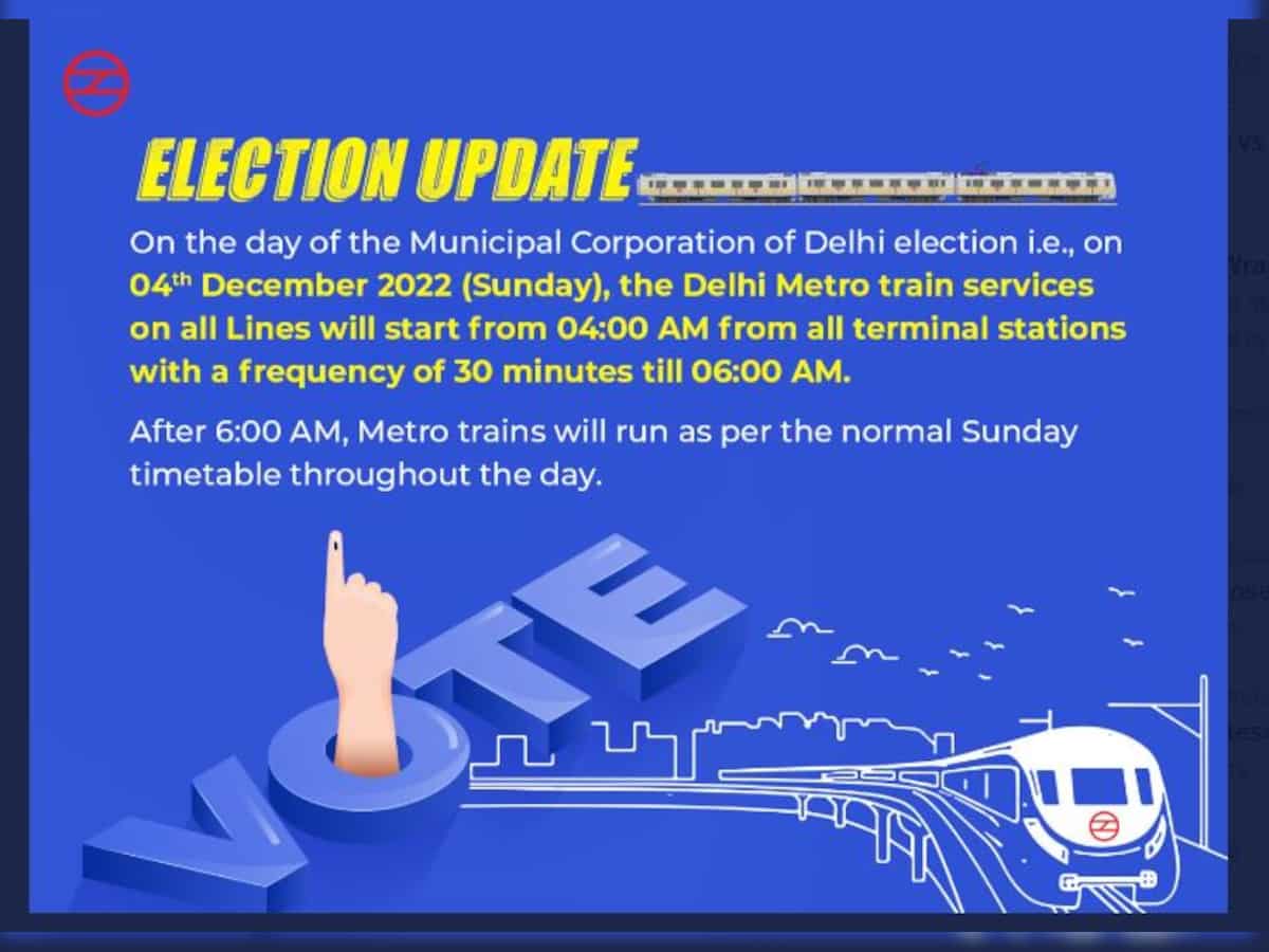 MCD Election 2022: Delhi Metro Timings Today -