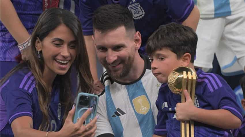 Lionel Messi's Wife Antonela Roccuzzo Pops at World Cup in Purple